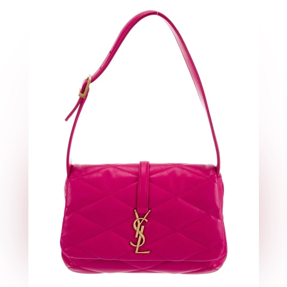 YSL Yves Saint Laurent Le 57 Shoulder Bag Hobo Pink Leather Quilted OS